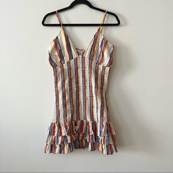 Revolve Tularosa Jean Striped Smocked Mini Dress in Ivory Combo - Picture 2 of 8